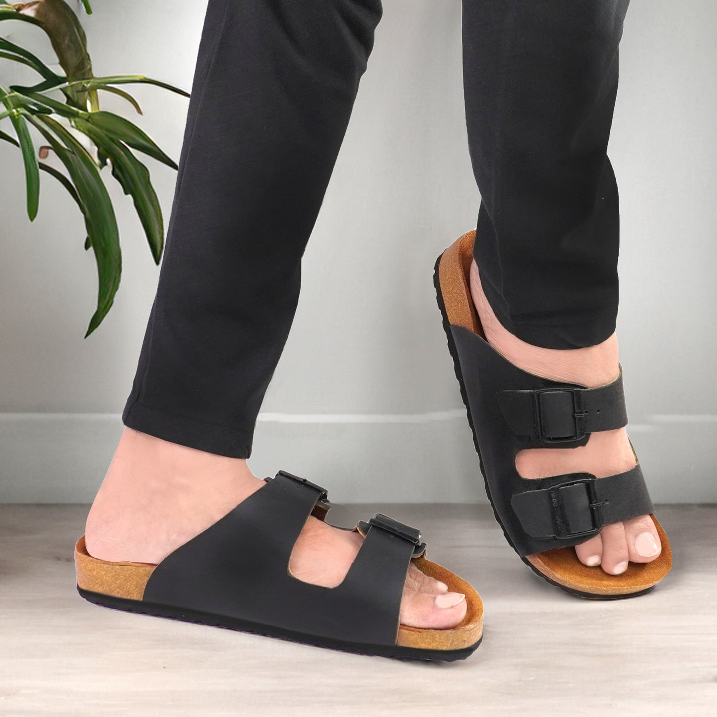 Birks Arizona Premium Leather Slides - Black👟