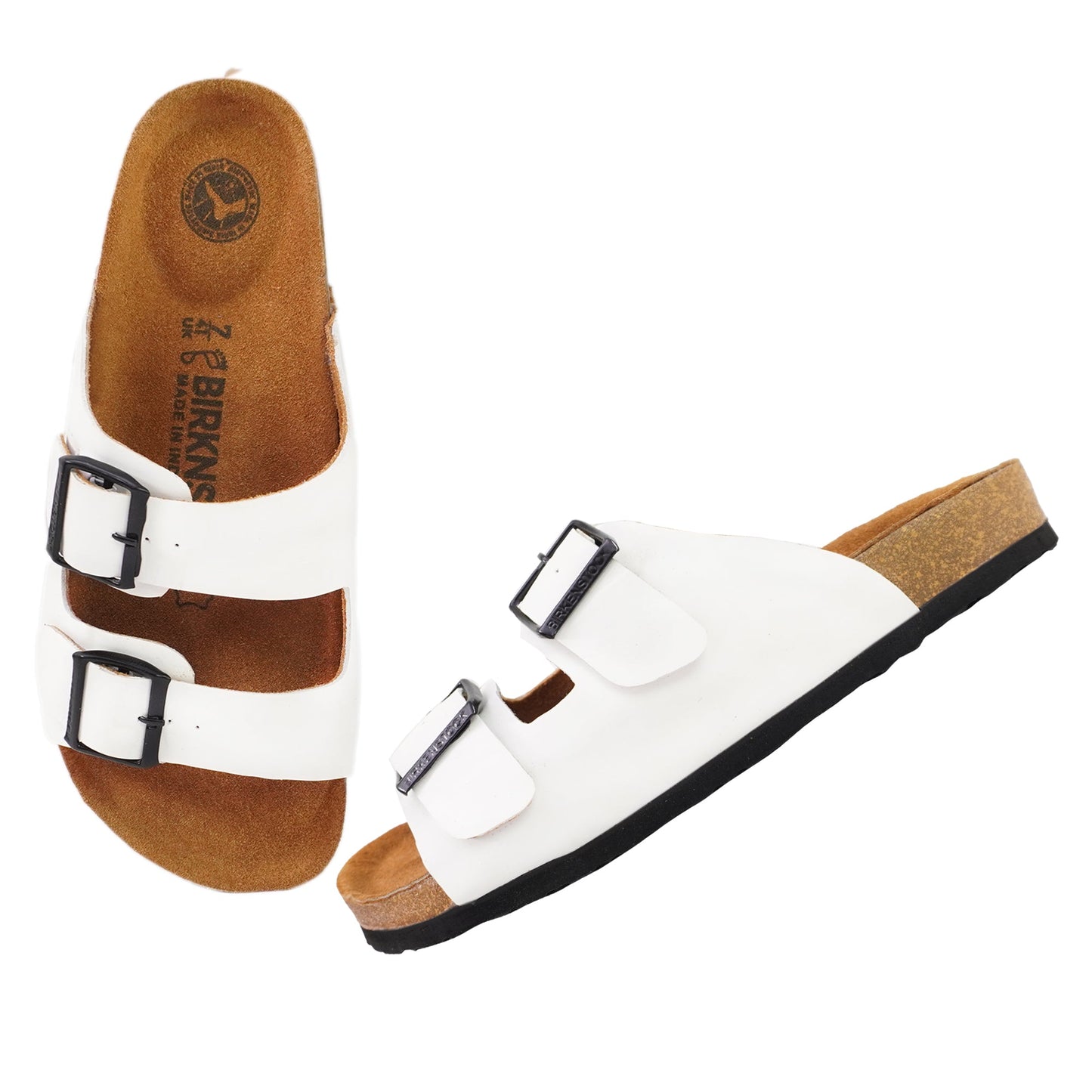 Birks Arizona Premium Leather Slides - White👟